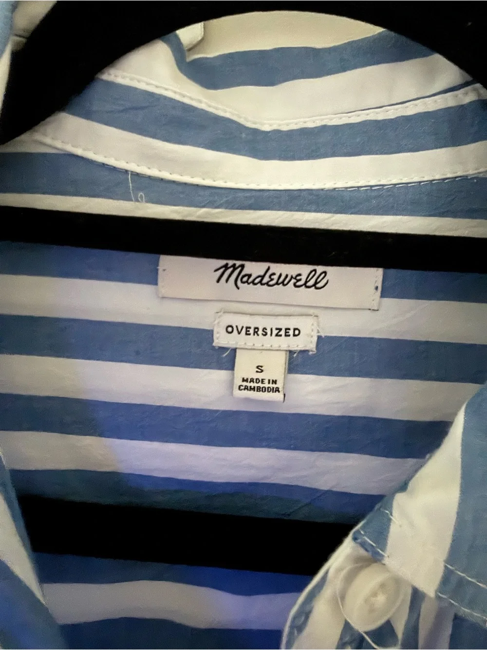 Madewell Oversized Button Down Blue White Striped Shirt | S | EUC - Picture 4 of 4